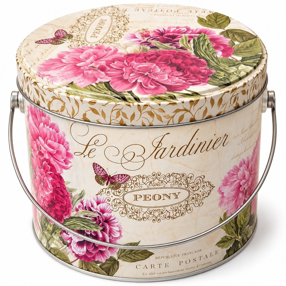 Tri-Coastal Design Paula Scaletta Peony Floral Tin Le Jardin Storage Box 2017 6: